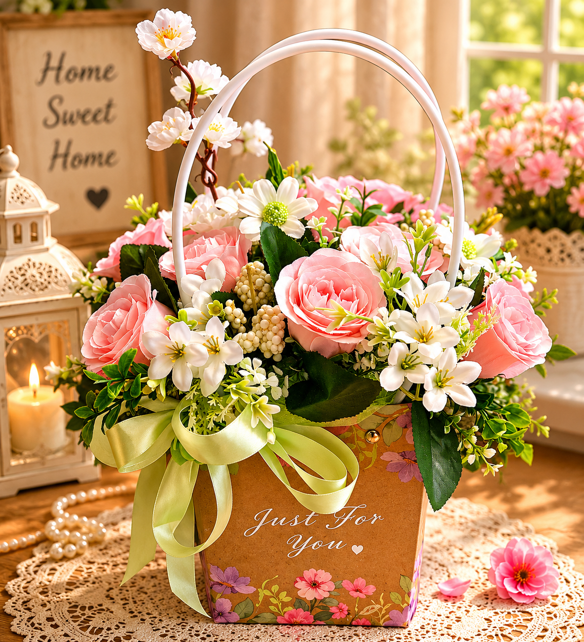 Blossom Basket – Romantikus Virágkosár Dekoráció